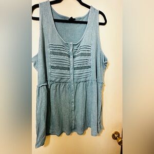 torrid Teal Ribbed Button-Front Tunic Tank